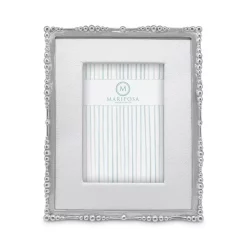 Coupon ✔️ Mariposa Leather & Pearl Drop Border Frame, 5" X 7" Silver 🛒