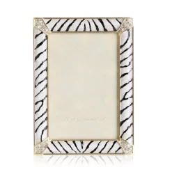Wholesale 🌟 Jay Strongwater Zebra Striped Pavé Frame, 4" X 6" Natural 🔔