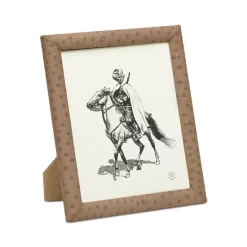 Outlet ⭐ Pigeon & Poodle Witney Ostrich Leather Frame, 10" X 12" Light Gray Ostrich ⭐