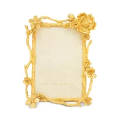 New ⌛ Jay Strongwater Breanna Floral Branch Frame, 4" X 6" Gold 🥰