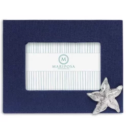 Cheap ⌛ Mariposa Navy Blue Linen With Starfish Frame, 4" X 6" 🔔