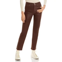 Buy ✔️ FRAME Le Sylvie High Rise 🧥 Coated Straight 👖 Jeans In Dark Chocolate ✔️