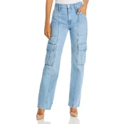 Discount 🧨 FRAME Cotton High Rise Straight Leg Utility 👖 Jeans In Acapella 🎉