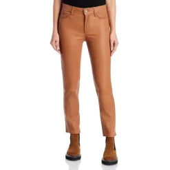 Wholesale 🛒 FRAME Le High Rise Straight Leg Leather Ankle 👖 Jeans In Latte 😉