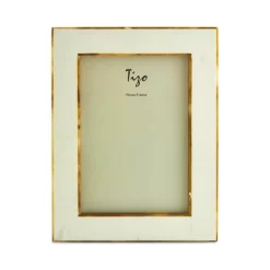 Hot Sale 🎁 Tizo Natural White Faux Horn Border Frame, 5" X 7" White/gold 🥰